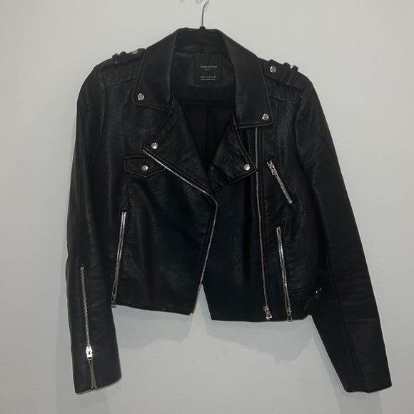 Zara Jackets & Blazers - Zara vegan leather size medium black Moto jacket.